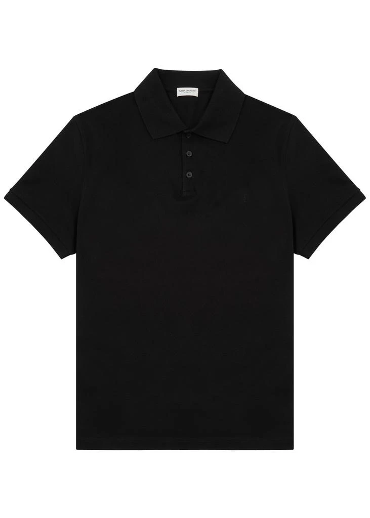 Yves Saint Laurent Logo-embroidered piqué cotton polo shirt 1