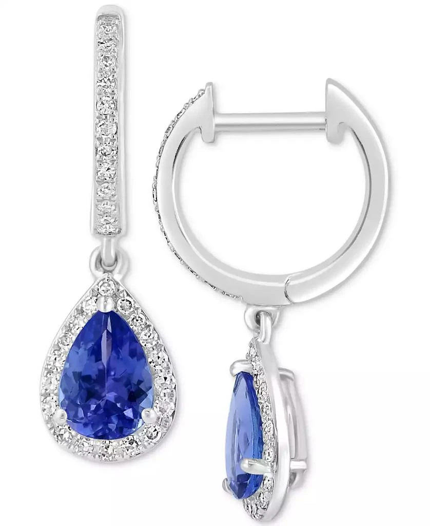 EFFY Collection EFFY® Tanzanite (1-1/6 ct. t.w.) & Diamond (1/4 ct. t.w.) Dangle Hoop Drop Earrings in Sterling Silver 1