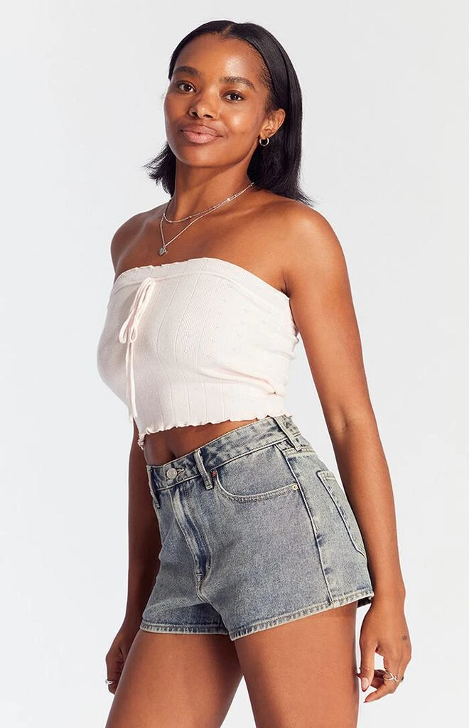 PacSun Dark Indigo Zip Fly High Waisted Denim Festival Shorts 3