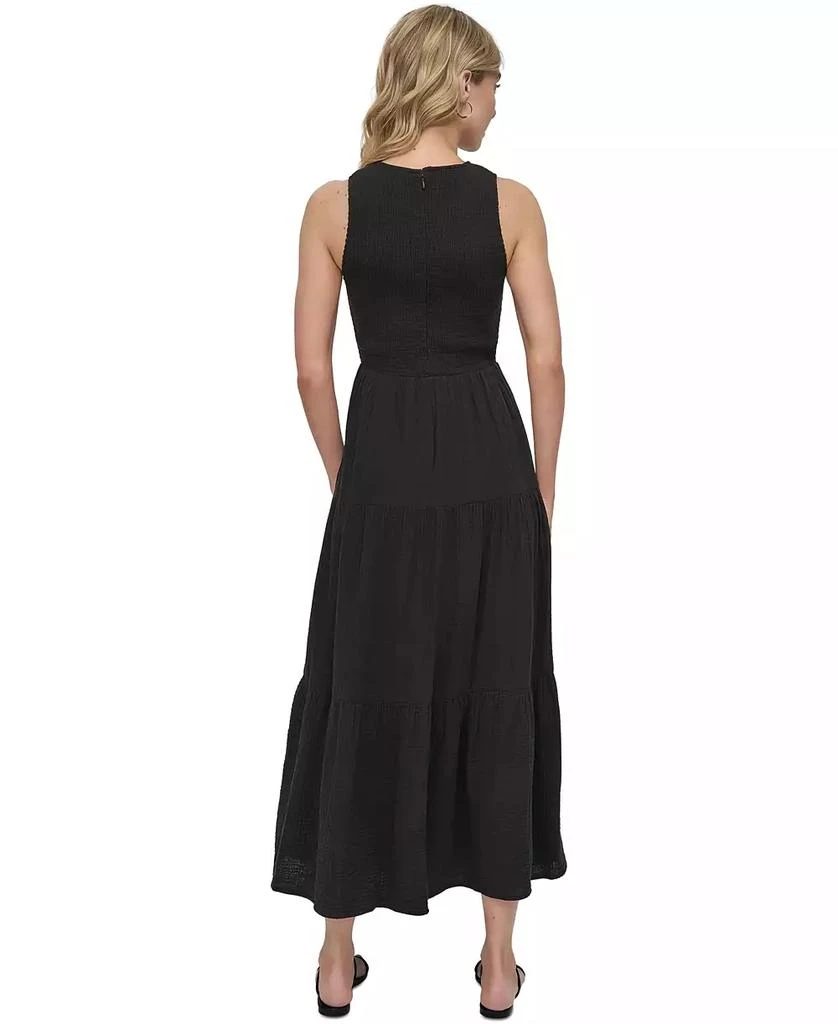 DKNY Women's Cotton Gauze Smocked-Bodice Maxi Dress 6