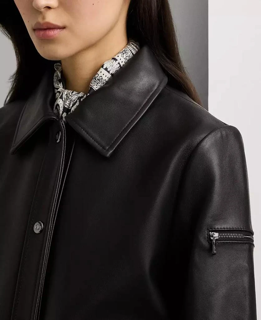 Ralph Lauren Women
s Buttoned Leather Jacket 5