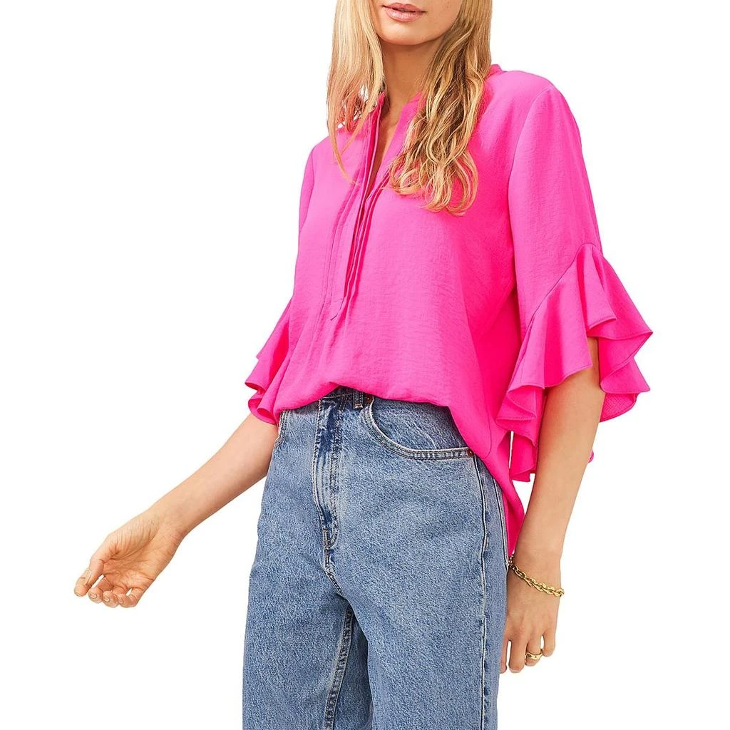 Vince Camuto Womens Ruffle Sleeve Split Neck Blouse 16