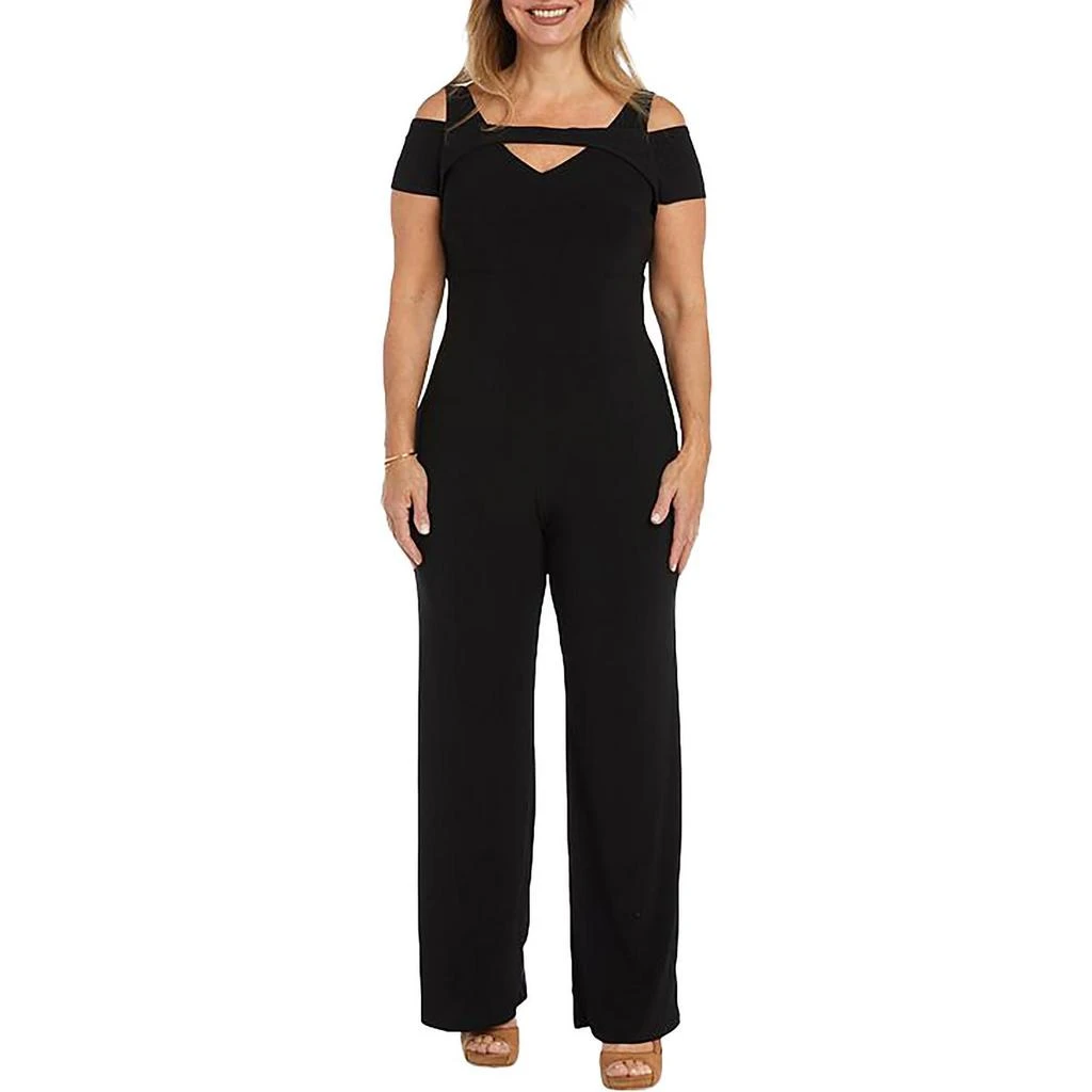 R&M Richards Plus Womens Cold Shoulder One Piece Jumpsuit 1