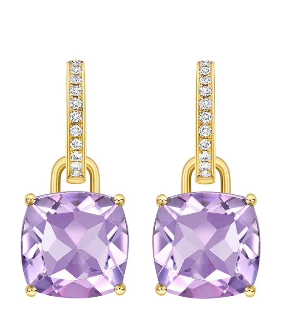 Kiki McDonough Yellow Gold, Diamond and Amethyst Kiki Classics Detachable Hoop Earrings 1