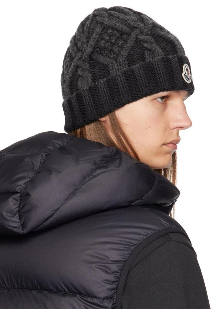 Moncler Black Logo Wool Beanie 3