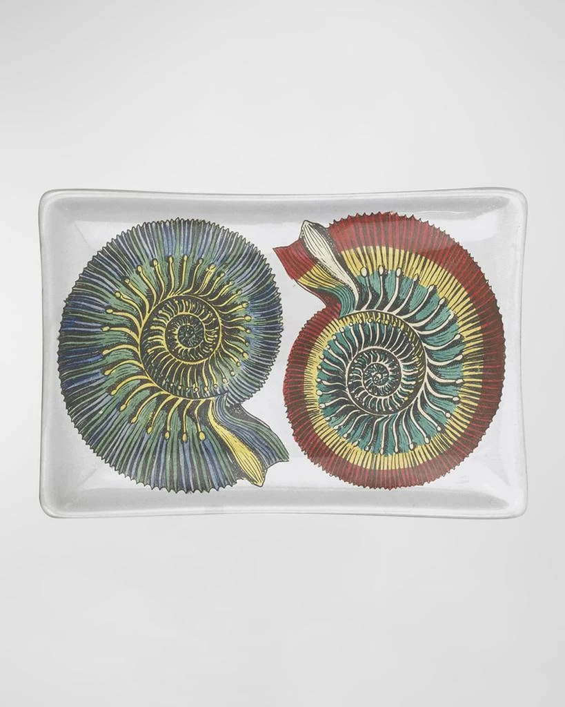 FORNASETTI Rectangular Ashtray - Conchiglie Black Color White 1
