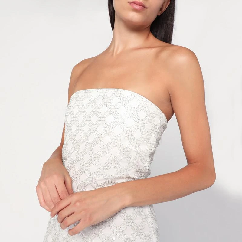 ROTATE Birger Christensen Long cream-colored dress with sequins 4