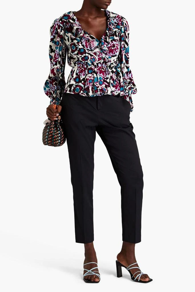 ba&sh Ruffled printed jacquard wrap top 2