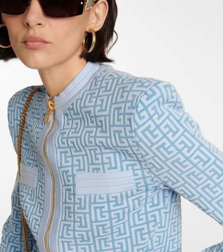 Balmain Monogram jacquard zip cardigan 5