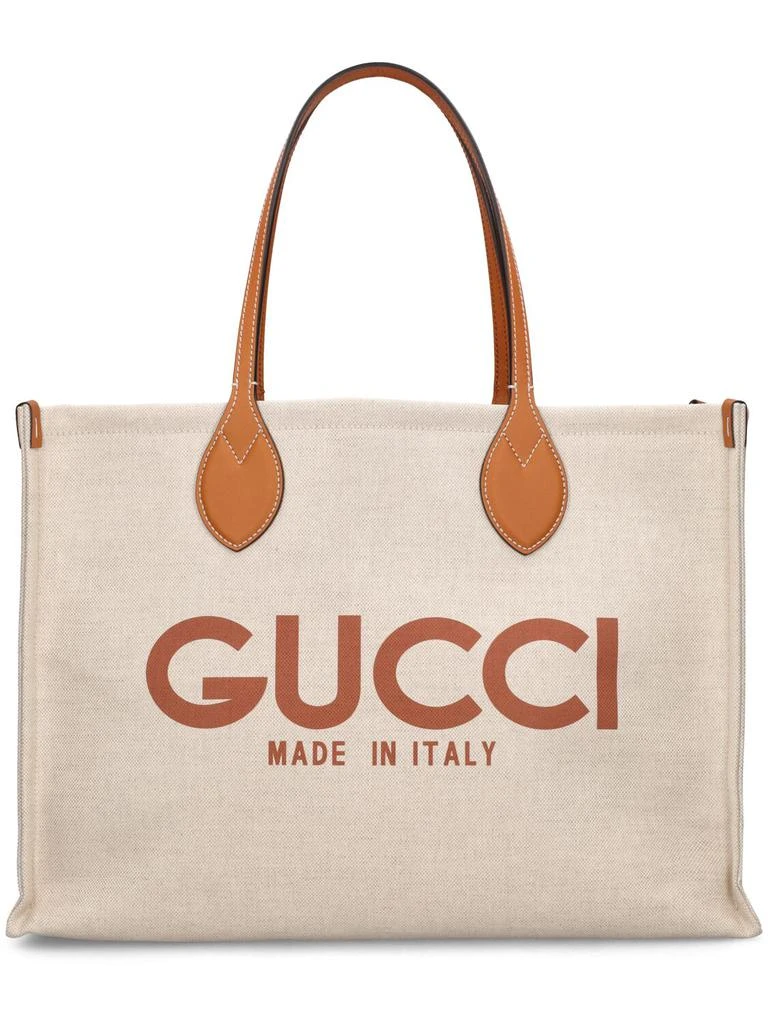 Gucci Canvas Tote Bag W/ Gucci Print 1