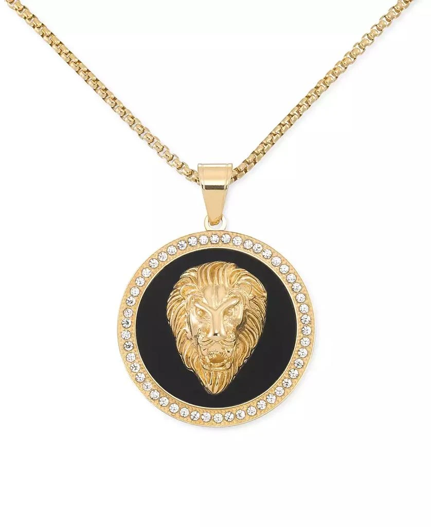 LEGACY for MEN by Simone I. Smith Black Agate & Lion Head 24" Pendant Necklace in Gold-Tone Ion-Plated Stainless Steel 1