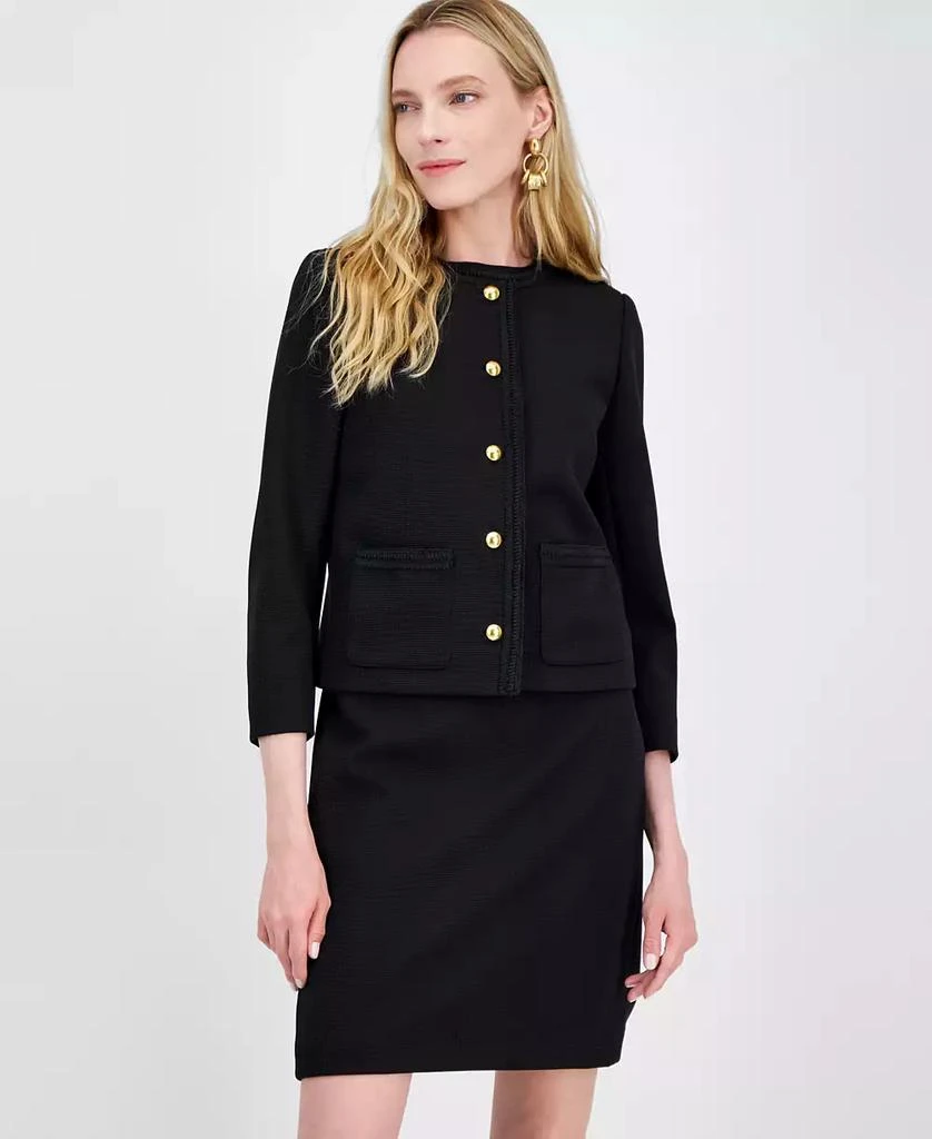 Women's Braid-Trim Textured Five-Button Jacket – On Sale Now with Up to ...