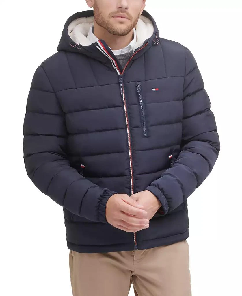 Tommy Hilfiger Men's  Sherpa Lined Hooded Quilted Puffer Jacket 1