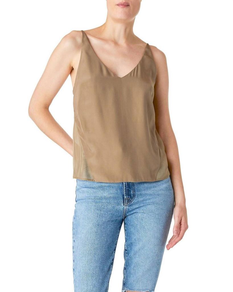 J Brand J Brand - Lucy Silk Cami Taupe Lalia V Neck Strappy Tank Top