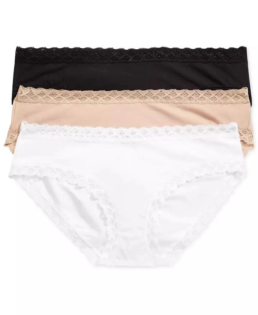 Natori Bliss Lace-Trim Cotton Brief Underwear 3-Pack 156058MP 1