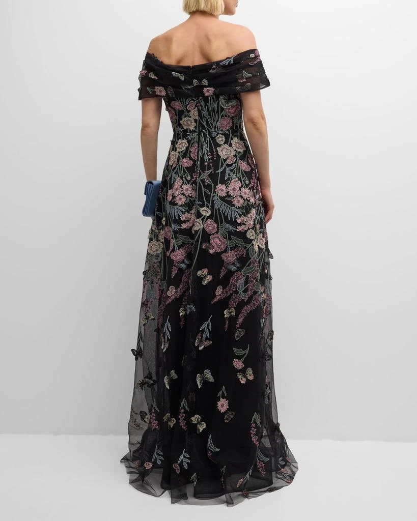 Teri Jon Off-Shoulder Embroidered Tulle Gown 5