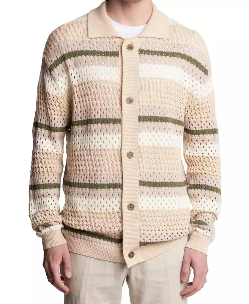 Paisley & Gray Men's Slim Fit Long Sleeve Crochet Cardigan Sweater 1