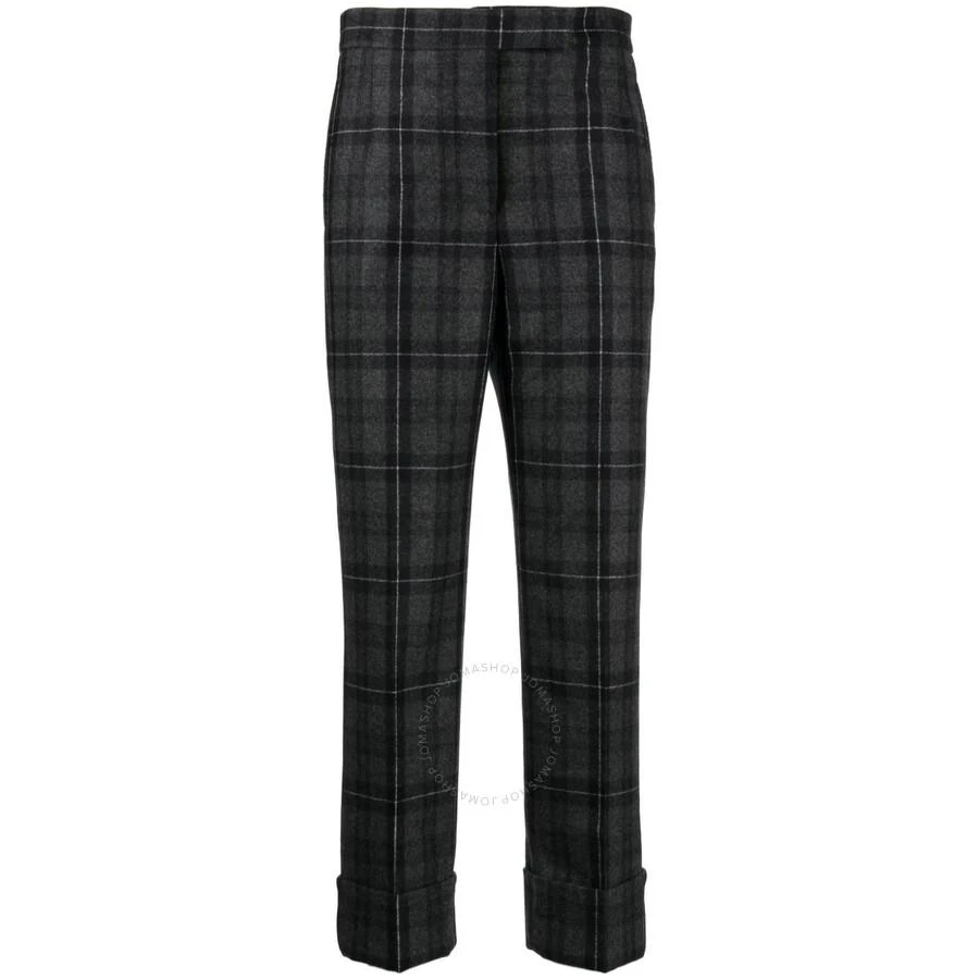 Thom Browne Ladies Charcoal Check-Pattern Cropped Trousers 1