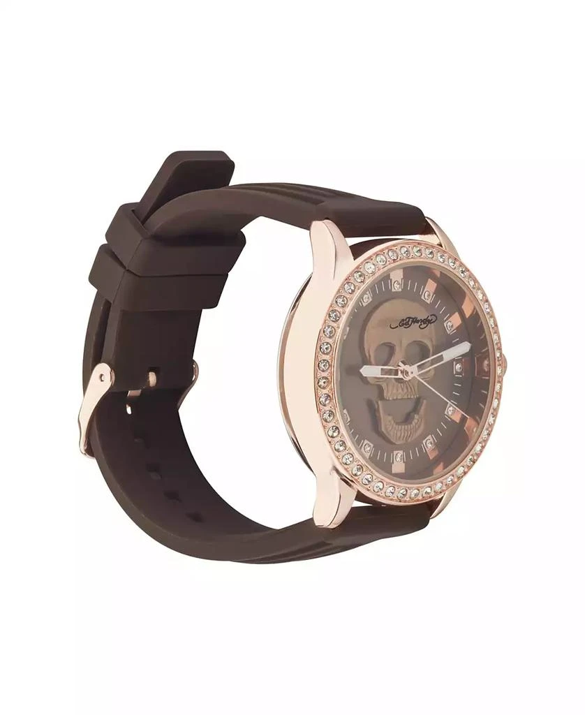 Ed Hardy Women's Quartz Matte Brown Silicone Strap Analog Watch 2
