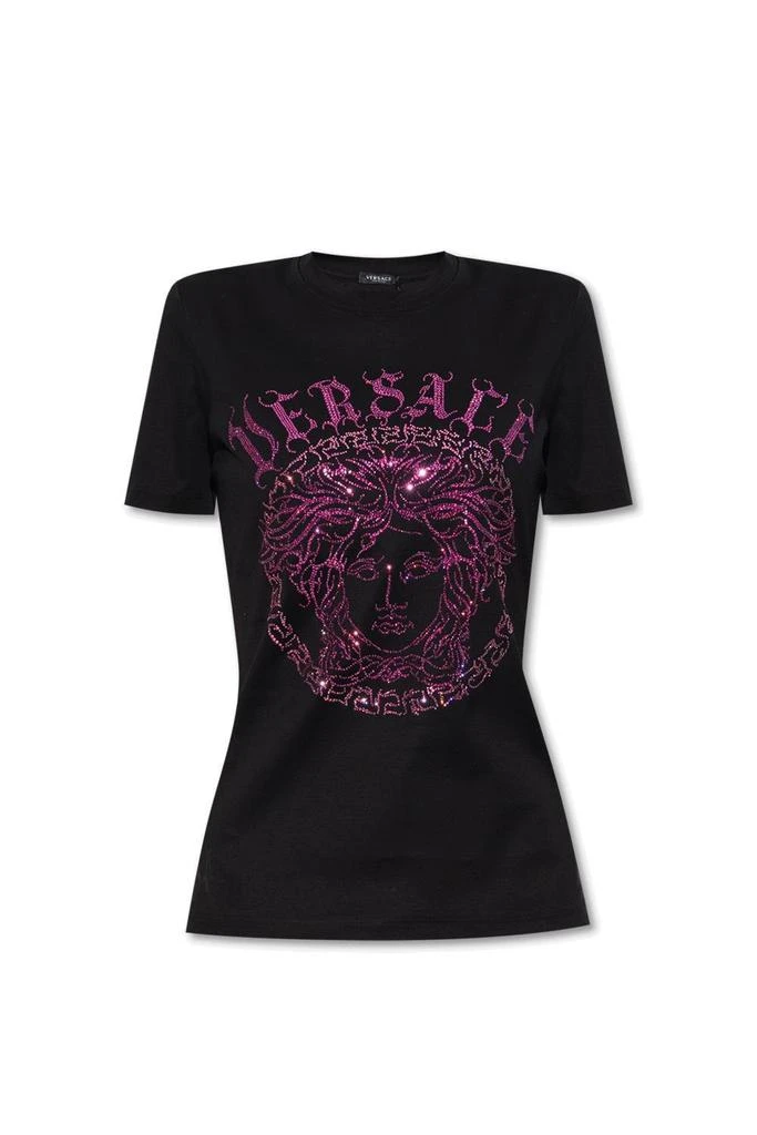 Versace Versace Logo Embellished Crewneck T-Shirt 1