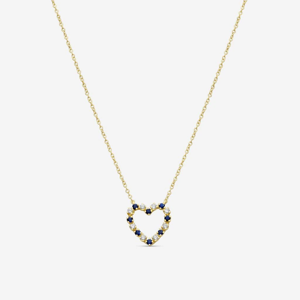 Suna Suna 18K Yellow Gold Sapphire 
Diamond Heart Pendant Necklace H445SY