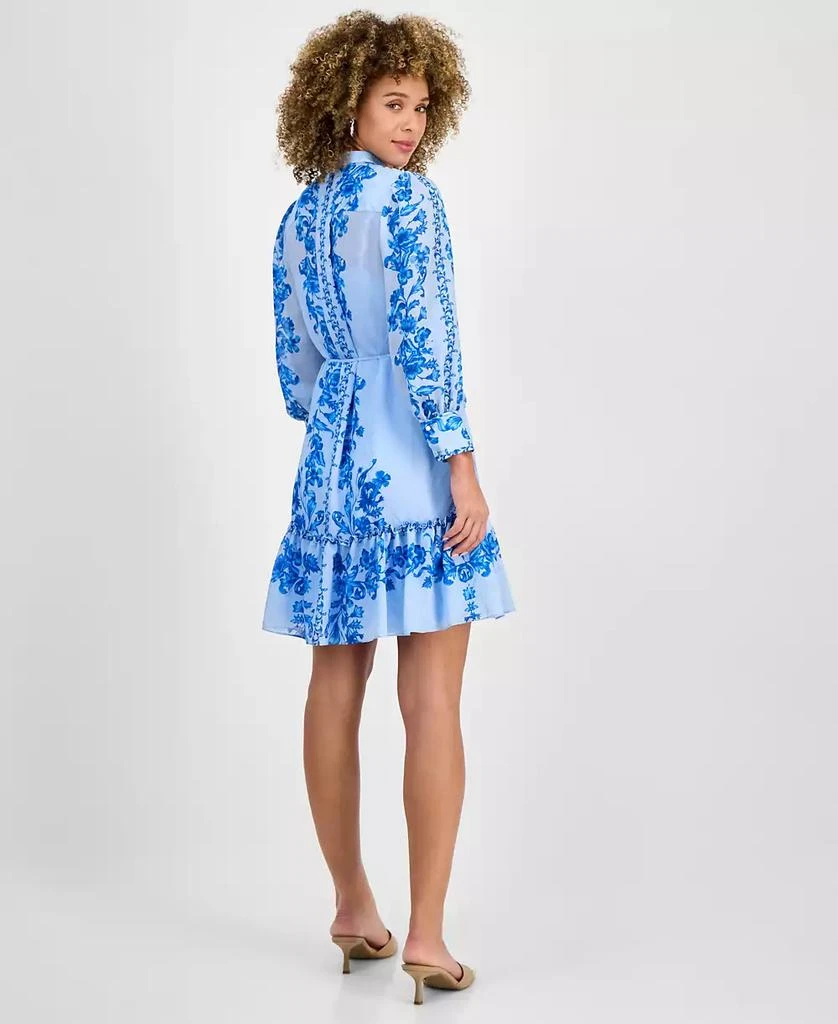 Julia Jordan Women's Printed Button-Front Belted Dress - Blue - Size L