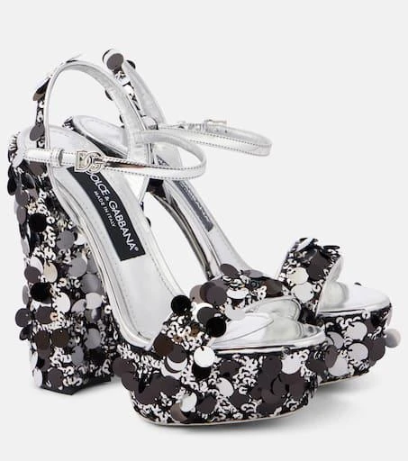 Dolce 
Gabbana Sequined faux leather platform sandals 1