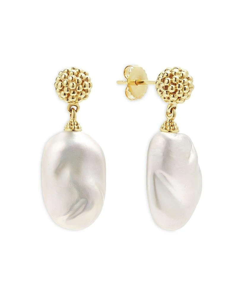 LAGOS 18K Yellow Gold Luna Cultured Freshwater Baroque Pearl Drop Earrings 1