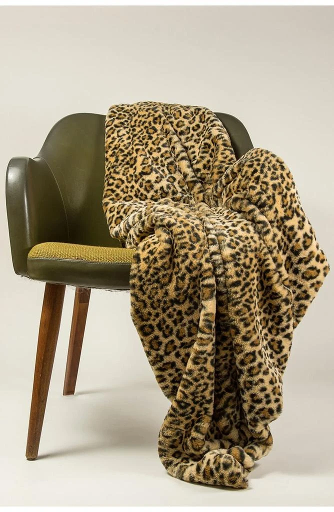 LUXE Burke Leopard Print Faux Fur Throw - 50" x 60" 4