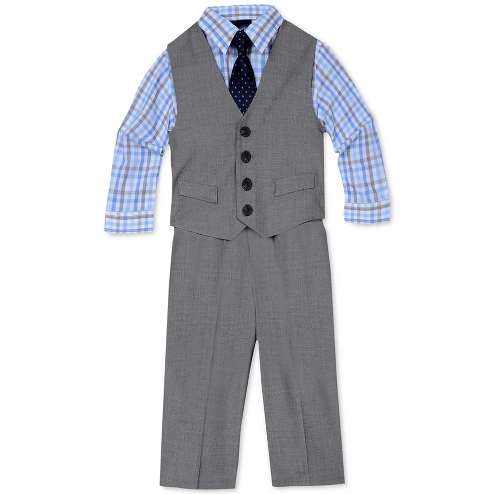 Nautica Baby Boys Sharkskin Suit Vest, Pants, Shirt and Tie, 4 Piece Set