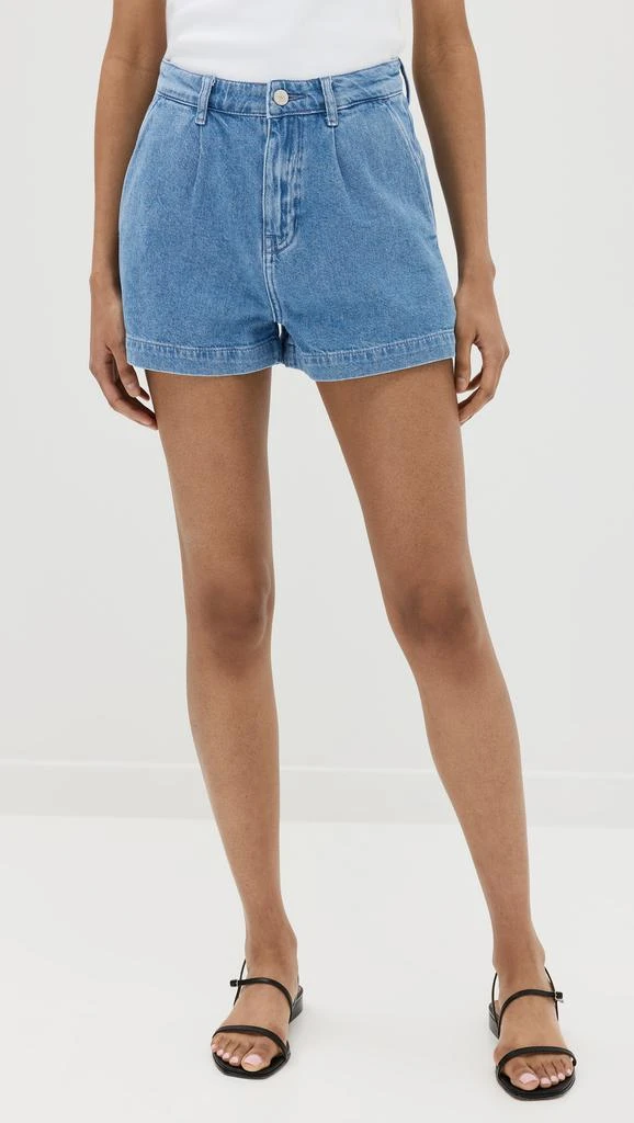 Reformation Elana Pleated Denim Shorts 6