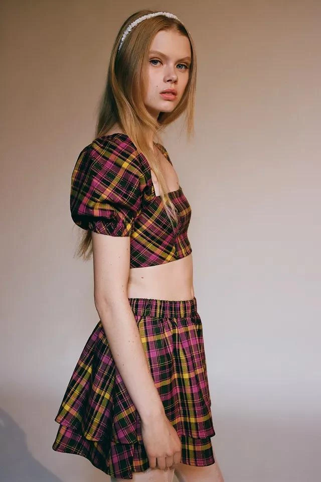 Urban Outfitters UO Liana Plaid Top And Skirt Set 1