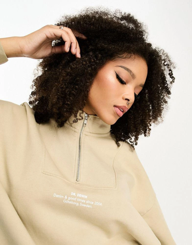 Dr Denim Dr Denim Miya sweatshirt half zip sweatshirt in cream 3