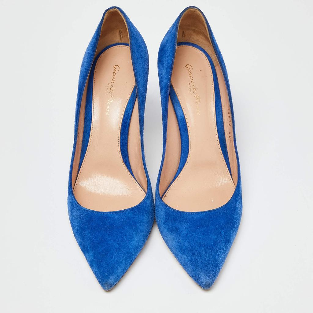 Shop Gianvito Rossi Blue Suede Gianvito 105 Pumps Size 40.5 on