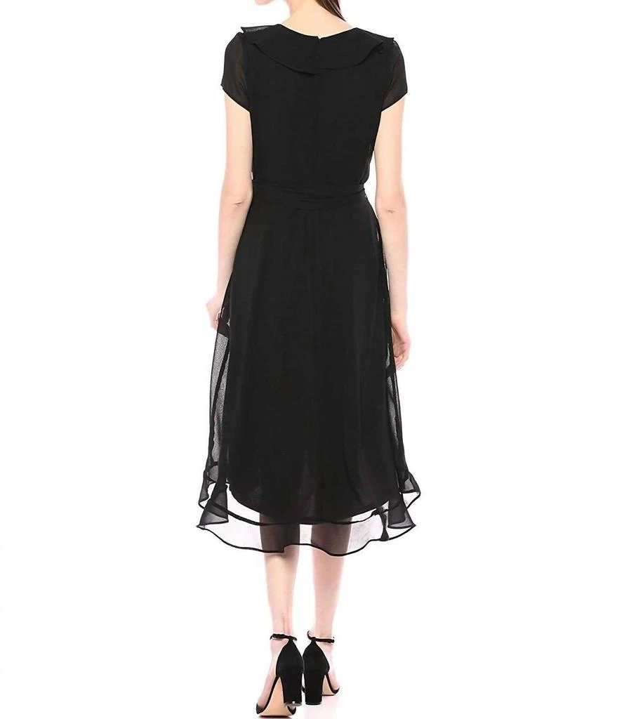Gabby Skye Gabby Skye - Cap Sleeve Tie Waist Faux Wrap Above Knee Dress 3