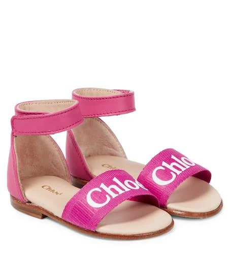 Chloé Baby logo leather and canvas sandals 1
