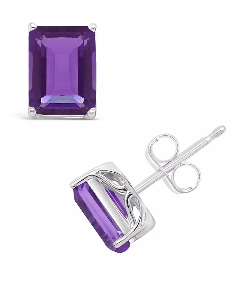 Macy's Amethyst (3-1/5 ct. t.w.) Stud Earrings in 14K White Gold 1