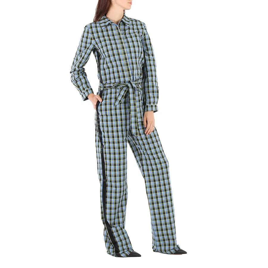 Burberry Ladies Azure Blue Lampton Check Tie Waist Jumpsuit 3