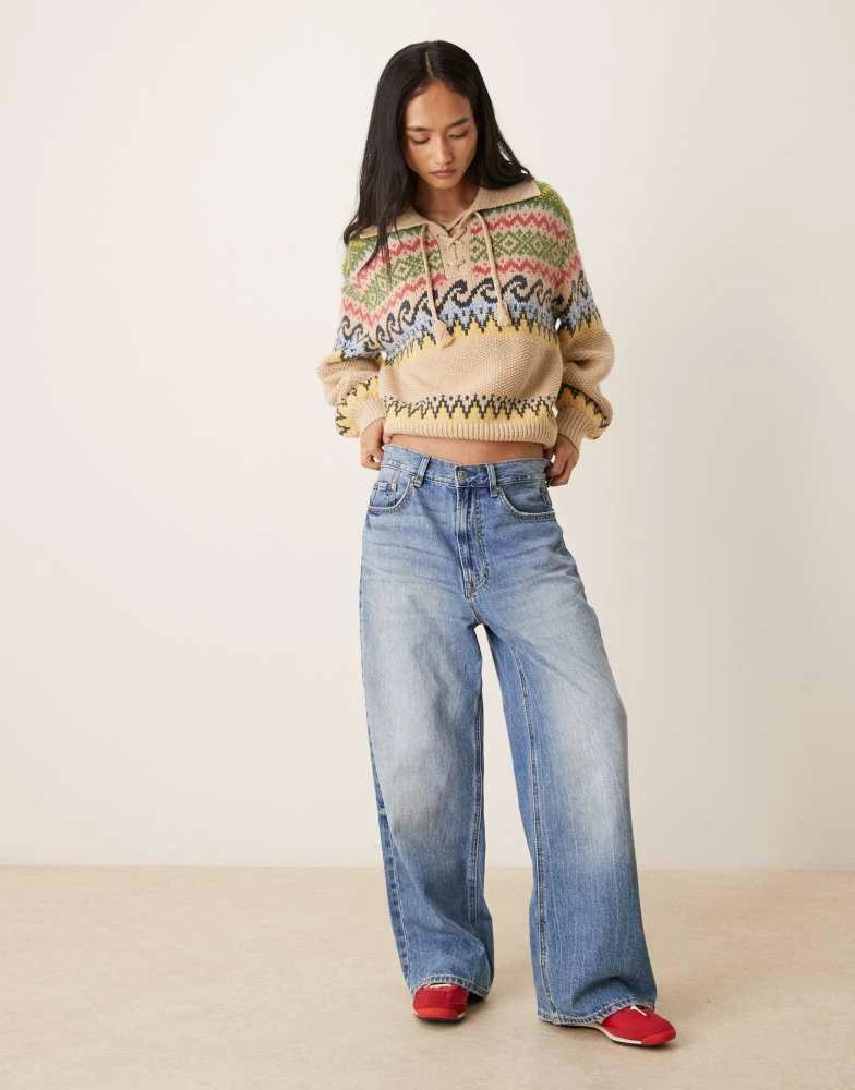 Ralph Lauren Polo Ralph Lauren shawl collar all over pattern cotton wool blend knit jumper in tan multi 2