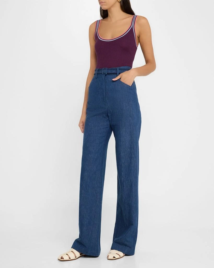 Gabriela Hearst Norman Belted Denim Wide-Leg Pants 2