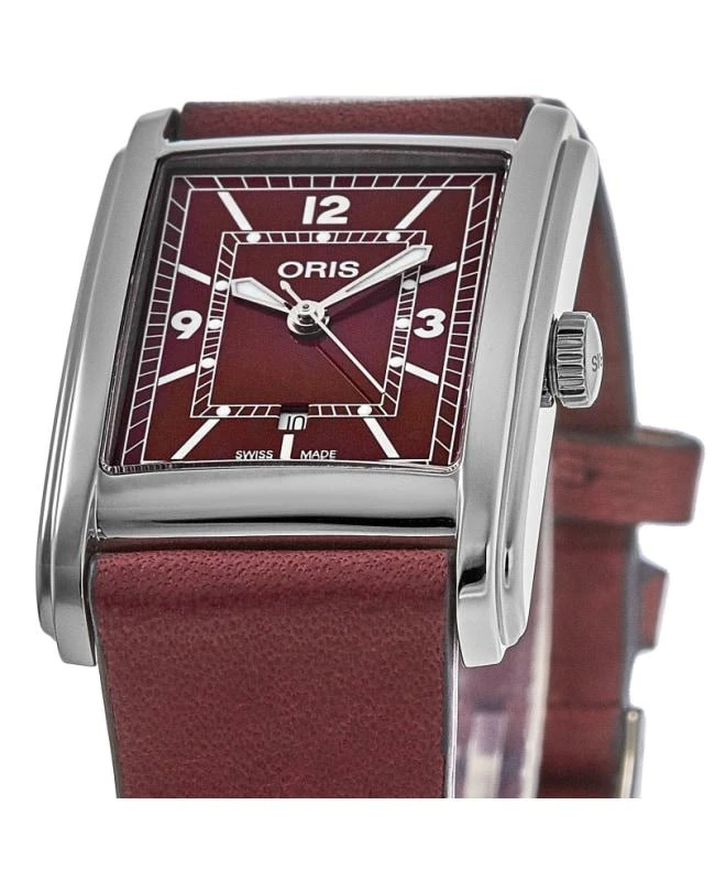 Oris Oris Rectangular Automatic Red Dial Leather Strap Unisex Watch 01 561 7783 4068-07 5 19 18 2