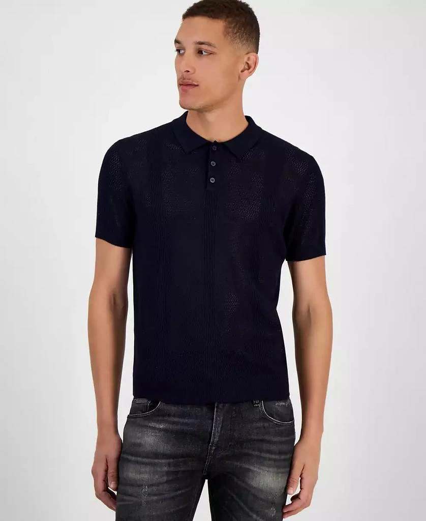 GUESS Men's Mesh Stripe Elija Polo Shirt 1