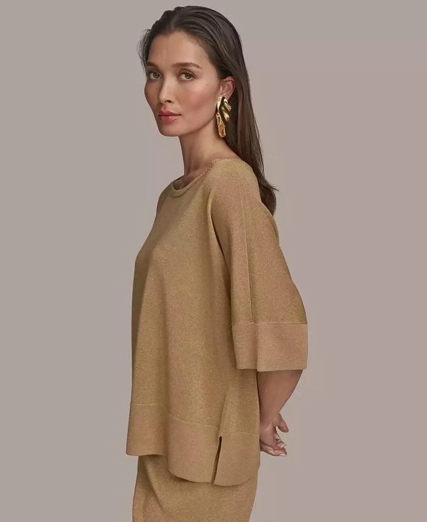 Donna Karan Women's Elbow-Sleeve Metallic Sweater 3