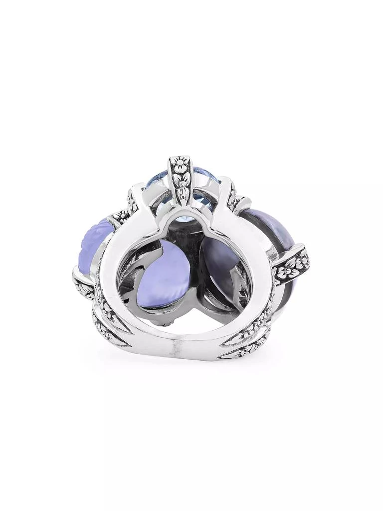 Stephen Dweck Terraquatic Sterling Silver, Blue Topaz, Blue Chalcedony & Pearl Ring 3