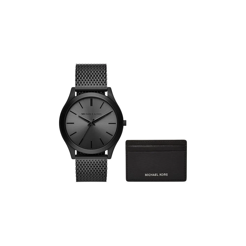 Michael Kors Runway Black Stainless Steel Mesh Mens Watch and Wallet Gift Set 1