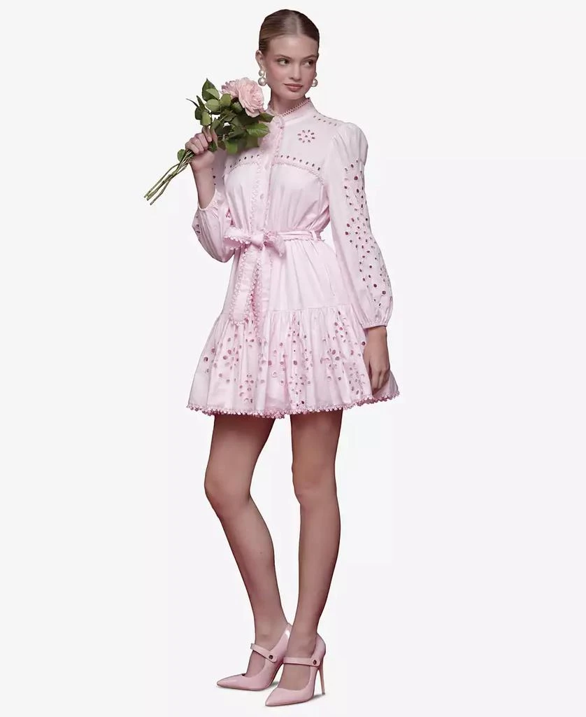 Avec Les Filles Women
s Eyelet Cotton Lined Shirt Dress 2