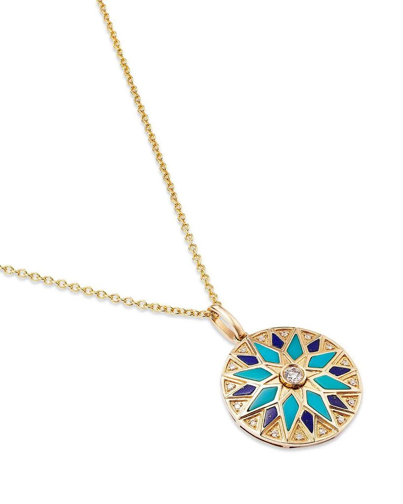 Bloomingdale
s Fine Collection Lapis, Lazuli, Turquoise 
Diamond Pendant Necklace in 14K Yellow Gold, 18" 3