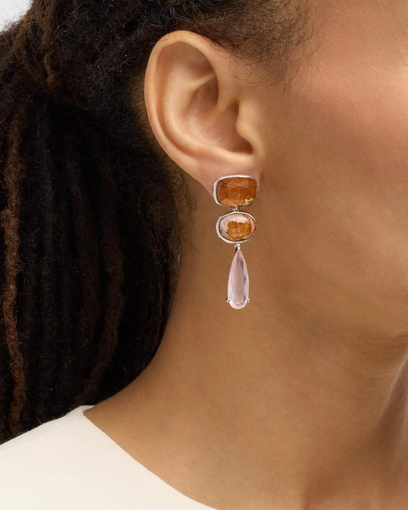 Stephen Dweck Red Hair Rutilated Quartz, Fire Opal and Rose Quartz Earrings 2