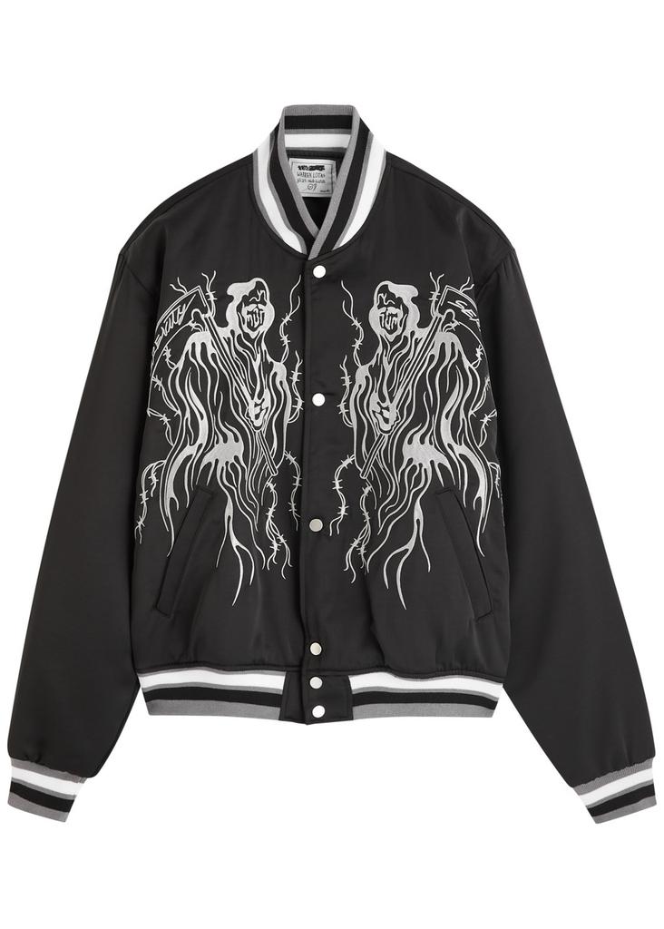 Warren Lotas Serenity Reaper embroidered satin bomber jacket