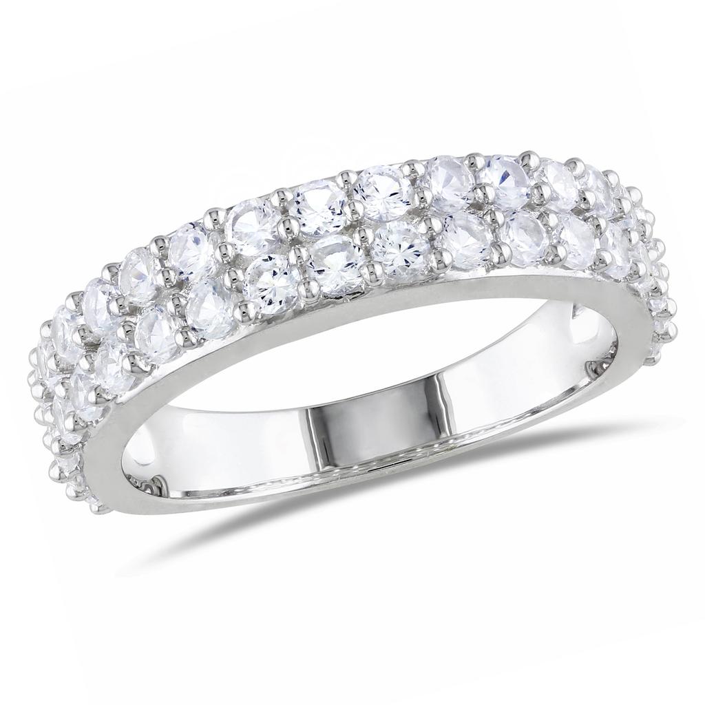 Mimi & Max Mimi & Max 1 7/8ct TGW Created White Sapphire Double Row Ring in Sterling Silver